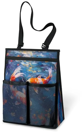 Wasserfarben-Koi-Fisch-Duschtasche, tragbare Tragetasche, Dusch-Caddy, Taschen, zum Aufhängen, Kulturbeutel, Organizer für Reisen, Fitnessstudio, Camping, Strand, Badezimmer, Schlafsaal