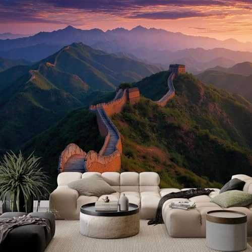 WHUOEUCO Fototapete Wandbild Blick auf die Chinesische Mauer bei Sonnenaufgang 500x280 cm 3D Vlies Foto Tapete Moderne Wandtapete, für Schlafzimmer, Kinderzimmer, Küche, Esszimmer Deko Motivtapete