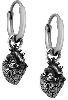 Hanary Stainless Steel Gothic Punk Anatomical Heart Dangle Drop Earrings Jewelry Gift for Men and Women