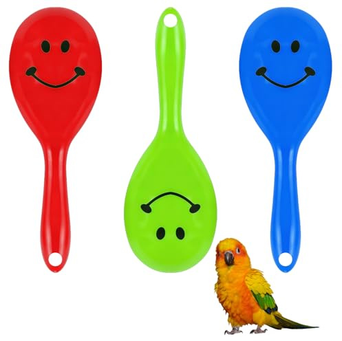 Glitzville 3Pieces Parrot Mini Ball Sand Hammer Random Color Musical Sound Toy Intelligent Sand Hammer Rattle Shaker for Parakeets Canaries Cockatiels Conures & Lovebirds