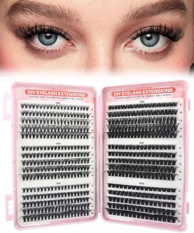 DAFNE 640 Pezzi Ciglia Finte Extension Ciglia 20-30-40-50-60-80-100D Curl Ciglia-Finte Ciuffetti per Estendere le a Casa Eyelashes Naturali per Ragazze e Donne Principianti (30-40-50-60-80-100D)