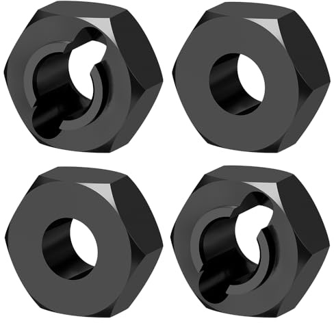 KLHYTGFA 4Pcs Metal Wheel Hex Hub Adapter for Lo-si 1/24 Micro-B 2WD RC Model Car Buggy Upgrade Parts(Schwarz)
