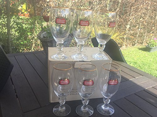 STELLA ARTOIS Lot de 6 verres a biere 50 cl bord doré neuf superbe