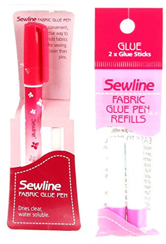 Bundle of Sewline Fabric Glue Pen(s) Blue, and Fabric Glue Pen Refill 2-Pack(s) Blue (1 Pen, 1 2-Pack Refills)