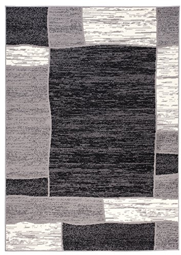 Carpeto Groß Teppich Wohnzimmer 250x350cm Anthrazit Grau Geometrisch Weich | Teppich für Schlafzimmer Büro Esszimmer 90er-Retro Pflegeleicht Fußbodenheizungsgeeignet Reinigungsmittelbeständig Kurzflor