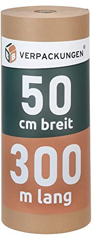 BB-Verpackungen 2 x Natronmischpapier 0,5 x 300 m (Packpapier braun reißfest, Kraftpapier, Verpackungsmaterial) - Sets zwischen 1 und 10 Rollen