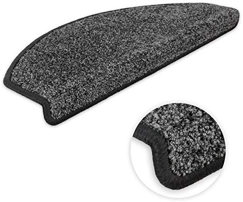 Kettelservice-Metzker Stufenmatten Ventura Halbrund Einzeln und SparSet's Dunkelgrau 15 Stück Treppenschutz Treppenteppich