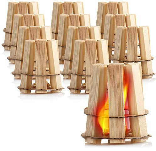 com-four® 12x Anmachholz für Feuer, Grill, Ofen, Smoker - Anzünder aus Holz für Feuerstellen - Anzündholz, Brennholz, Anfeuerholz auch bei Outdoor, Survival, Bushcraft, Camping