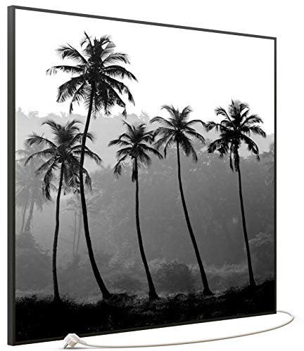 STEINFELD Bild Infrarotheizung mit Thermostat | Made in Germany | viele Motive 350-1200 Watt Rahmen schwarz (1200 Watt, 042h Palmen)