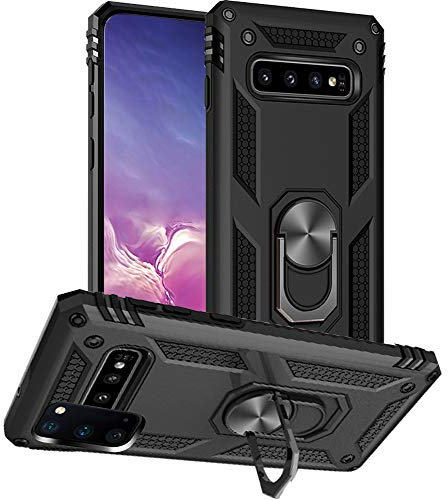 Hülle für Samsung Galaxy S10 Handyhülle, Galaxy S10 Hülle Stoßfest Schutzhülle Mit Ring Standfunktion Case Cover für Samsung Galaxy S10 (Schwarz)
