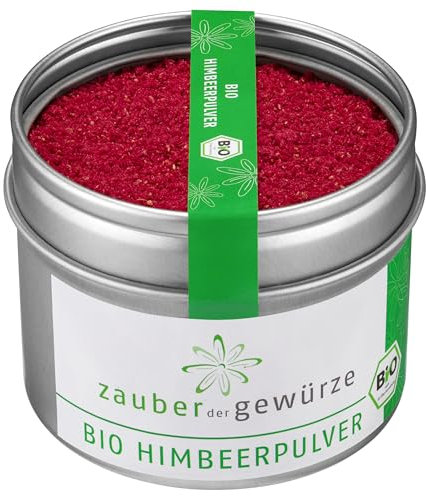 Zauber der Gewürze Bio Himbeerpulver, ohne Zusätze, für Smoothie, Bowl, Joghurt, Dessert, Shakes, Granola, zum Backen, vegan, Premium-Qualität in wiederverschließbarer Aroma-Dose, 40 g