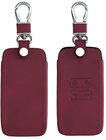 kwmobile Autoschlüssel Hülle kompatibel mit Renault 4-Tasten Smartkey Autoschlüssel (nur Keyless Go) - Nubuklederoptik - Kunstleder Schutzhülle Schlüsselhülle Cover - Dunkelrot