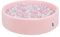 KiddyMoon Bällebad 120X30cm/300 Bälle Rund Groß Bällepool Mit Bunten Bällen Für Babys Kinder, Rosa:Puderrosa-Perle-Transparent