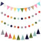 Pompon-Girlande, Filz-Girlande, buntes Quasten-Banner, 100 cm, Filz-Wimpel, Banner für Klassenzimmer, Schule, Kamin, Geburtstagsparty (helle Farbe)
