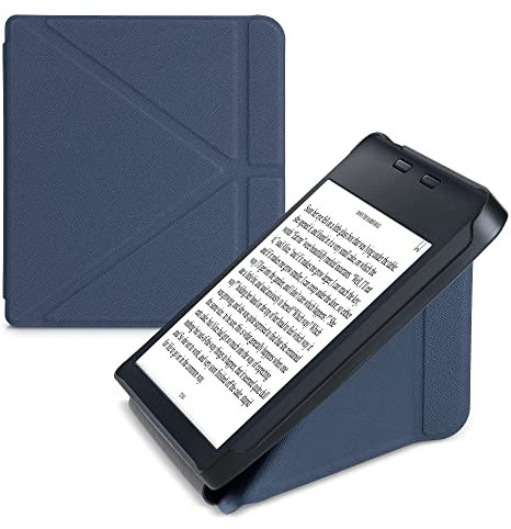 kwmobile Hülle kompatibel mit Tolino Vision 6 Hülle - Kunstleder Case - eReader Schutzhülle - Cover Dunkelblau
