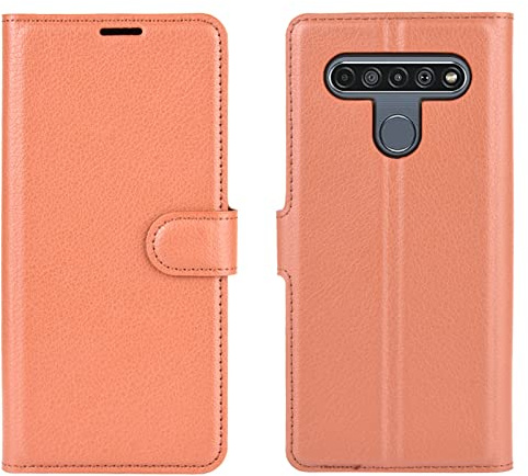 Kezaizhe Funda Movil para LG K61 Carcasa Cuero PU Silicona Magnetic Wallet Protector Teléfono Flip Cover For K61 LG K 61 LMQ630EAW 2020 Tapa con Soporte (Brown)