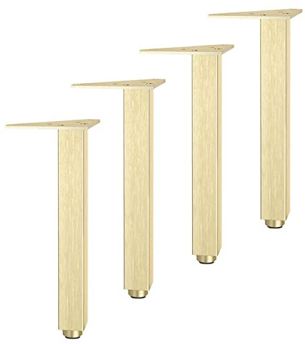 Aluminum Furniture Legs Brushed Gold Furniture Feet Adjustable Cabinet Legs Metal Sofa Legs for Couch Tea Table Bed Legs, Set of 4 (25cm/9.8in)