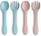 Vicloon Cuchara y Tenedor de Silicona,4 PCS Juego de Cuchara y Tenedor para Niños,Vajilla de Aprendizaje para Niños,Cucharas y Tenedores para Niños Adultos Bebé