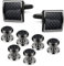 Bulckrew 4 Paar Herren Manschettenknöpfe Retro Quadrat Rund Kohlenstofffaser Hemdknöpfe Schwarz