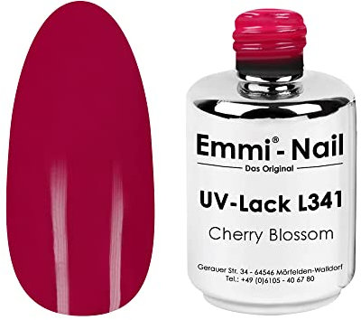 Emmi Nail Shellac I LED UV Nagellack I 28 Tage Halt I Langer Glanz & hohe Deckkraft I Stoßfester Shellac Nagellack I Kratzfest & vegan I 15ml - Cherry Blossom (Kirschrot, L346)
