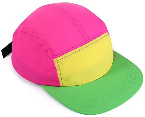 Cindeer 80er 90er Neon Baseball Kappe Verstellbar Retro Trucker Kappe Nylon Unisex Mütze (Neongrüne Krempe)