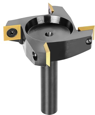 SpeTool CNC-Spoilboard-Fräser-Bit, 1,27 cm Schaft, 6,4 cm Schnittdurchmesser, 4 Flügel, beschichteter Hartmetall-Einsatz, Platten-Flachfräser, Hobel-Bit, Holzbearbeitungswerkzeuge