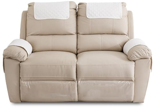 FANSU Sesselschoner Für Relaxsessel Mit Armlehnen, Sesselbezug Mit Taschen Für Fernsehsessel, Wasserdicht & rutschfest Möbelschutz für Sofa, Stuhl (2 Sitzer,Weiß)