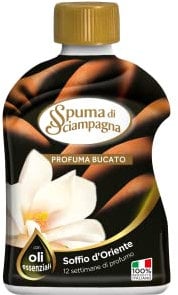 Spuma di Sciampagna - Profumatore Bucato Lavatrice e Asciugatrice con Oli Essenziali, Fragranza Soffio d'Oriente Efficace Fino a 12 Settimane, 100% Made in Italy - 230 ml