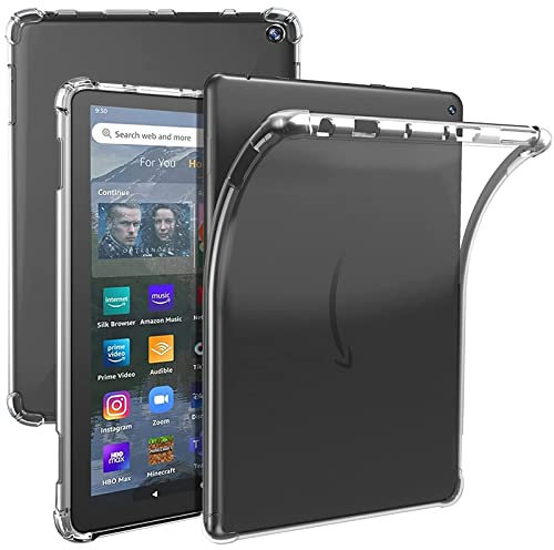 KUSINHOKA Funda para Amazon Fire HD 10/ Fire HD 10 Plus 2021, Suave Silicona [Anti-Choque] Carcasa, Ultra Fina [Anti-arañazos] Carcasa Protectora para Fire HD 10/ Fire HD 10 Plus, Transparente