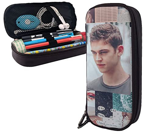 Hero Fiennes-Tiffin Trousse à crayons en cuir avec compartiments Grande pochette de rangement pour bureau collège, couleur, 5.0cm*10.5cm*20.5cm, trousse à crayons