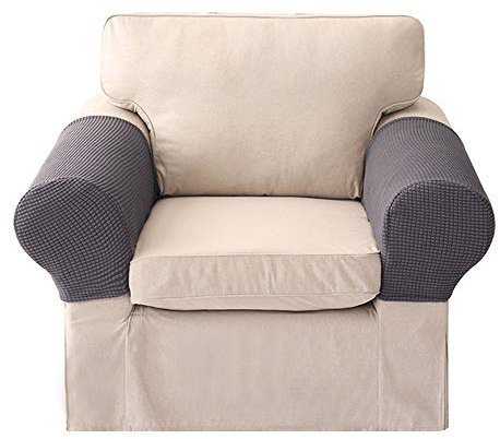LERTREEUK 1 Paar Sofa-Armlehnenschoner, elastisch, abnehmbar (Dunkelgrau)