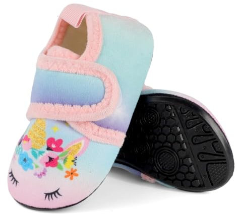 LACOFIA Pantofole a Calzini Invernali per Bambina Scarpe da Casa Neonata Ciabatte Invernale Bimba in Calde Antiscivolo Unicorno 23/24