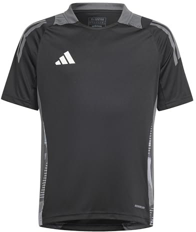 adidas Tiro24 - Maglia da allenamento da gara per ragazzi (bambini/ragazzi), Nero/Team Grigio Scuro, XS