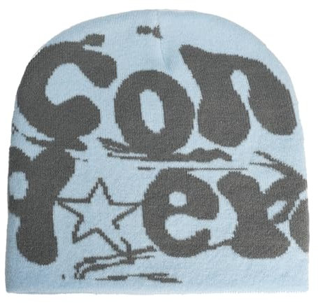 Bimhayuu Beanie Mütze Herren Damen Teenager Trendy Y2K Web Strickmützen für Damen Herren Beanie Mütze Web Soft Slouchy Knitted Hut Winter Skull Cap Outdoor Harajuku Fashion (Blau,Einheitsgröße)