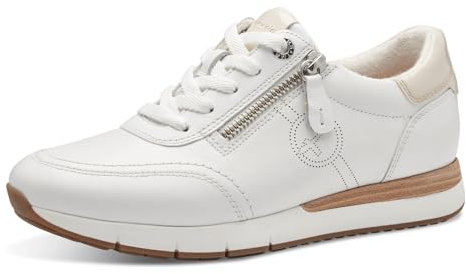 Tamaris Comfort Damen Sneaker flach zum Schnüren mit Reißverschluss, Weiß (White Nappa), 42 EU