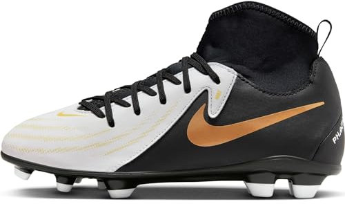 Nike Jr Phantom Luna II Club Fg/MG, Soccer Shoe, White Black Mtlc Gold Coin, 38 EU