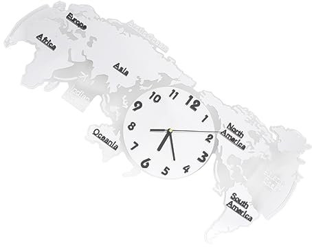 MAGICLULU Weltkarte Wanduhr Leise Nicht Ticken Licht Acryl 60cm Batterie