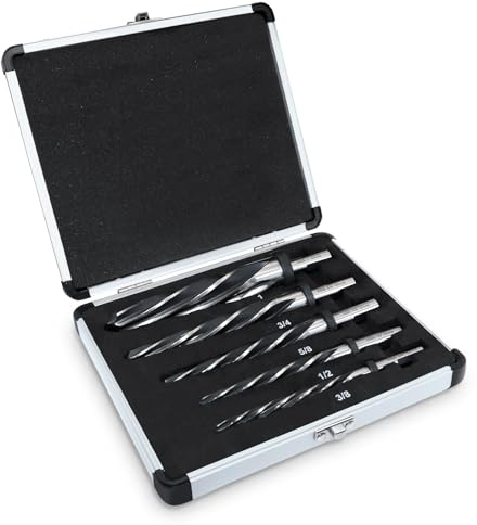 5 Stück M2-HSS-Reibahlen, 0,95 cm, 1,27 cm, 1,5 cm, 1,9 cm, 1,9 cm, 2,5 cm, für 1,27 cm Rundschaft, Reibahle für Stahl, Metall, Holz, Legierung zum Ausrichten vorhandener Löcher u