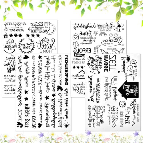 4PCS Rub On Sticker Transfers,Kerzentattoo Wassertransferdruck,Sprüche für Raysin Keraflott Möbel Glas Holz DIY Deko Rub on Folie Rubons Aufkleber HOME, Kreative Aufkleber und Transfers