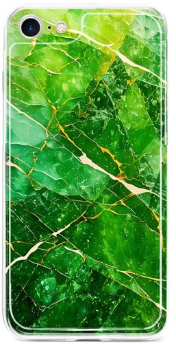 Berkin Arts Compatible with iPhone SE 2022/2020 Case iPhone 8 Case/iPhone 7 Case Clear TPU Cover Green Marble Design Pop Art Abstract Aesthetic Geometry