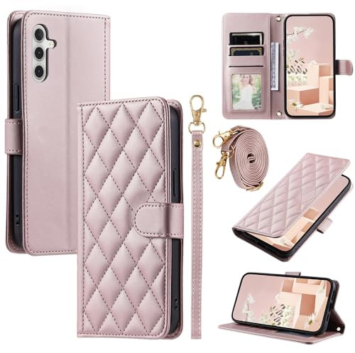 Compatibile con Samsung Galaxy S23 Fe Custodia,Flip Custodia in Pelle Compatibile con Samsung SM-S711B/DS Galaxy S23 Fe/SM-S7110 SM-S711U1 SM-S711A SM-S711W/T/V Custodia Cover Pink