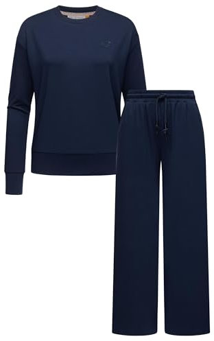 Ragwear Damen Freizeitanzug Zweiteiler-Jogginganzug bestehend aus langer Hose und Pullover Lounge Set Delje YOUMODO Navy Gr. 3XL