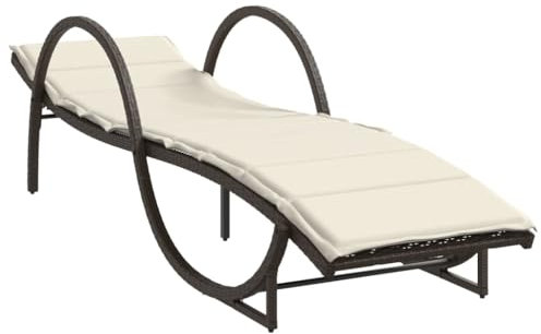vidaXL Sonnenliege mit Auflage, Gartenliege mit Stahlrahmen, Liegestuhl für Außenbereich, Relaxliege Gartenmöbel, Modern, Braun Poly Rattan