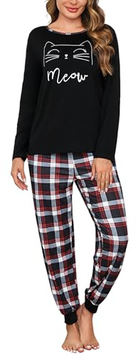 Leversic Pigiama Donna Invernale Cotone Pigiami a Maniche Lunghe Set Pigiama Morbido e Confortevole S-XXL