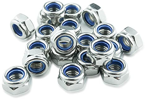 Ecrou M8, Écrous Inox 8mm (20 Pièces), Mehurr Écrous Hexagonaux en Acier Inoxydable A2 304 (DIN 985), Ecrou Frein de Blocage en Nylon, Écrou Autobloquant pour Boulons et Vis