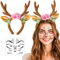 iZoeL Karneval Kostüm Damen Mädchen, Haarreif Reh Geweih Hörner mit Blumen + Reh Gesichtstattoo, Damen Kinder Reh kostüm Kopfschmuck Haarreifen Fasching Mottoparty Halloween kostüm