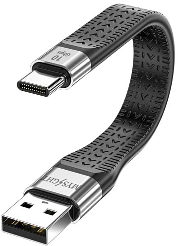 Mysight Kurzes USB-C-Kabel [5,5 Zoll], kurzes USB-A-zu-USB-C-Kabel, 10 Gbit/s Datenübertragung, 3.0 QC Schnellladung, kompatibel mit Samsung Galaxy S25, S24, iPhone 17 Pro/17 Pro Max, MacBook Air/Pro