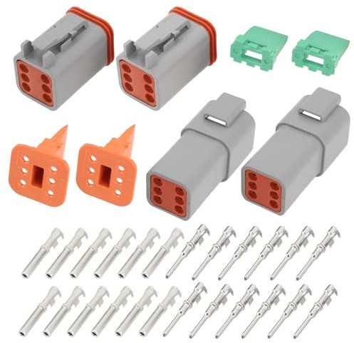 ECSiNG Kit de Connecteurs électriques étanches à 6 Broches DT04-6P DT06-6S Compatible avec Deutsch Compatible avec DT Série 6P Prise étanche Automobile