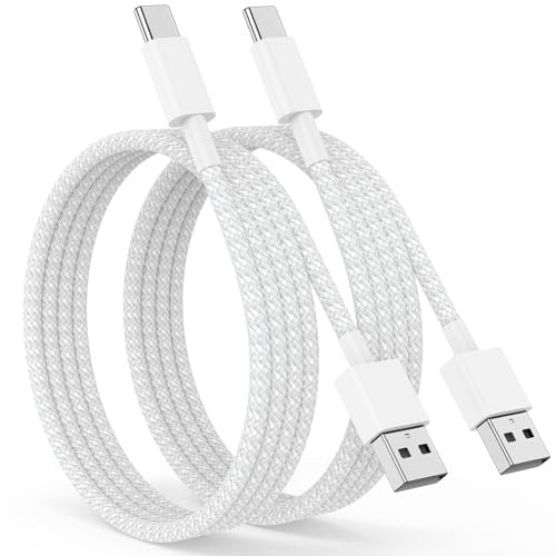 Cable USB C pour iPhone 16 17 15 Pro Max Plus,USB C vers USB Charge Rapide [1M/Lot de 2] Câble USB Type C Nylon Tressé Cable Voiture pour Apple CarPlay Compatible avec Galaxy S25 S24 S23,iPad Pro