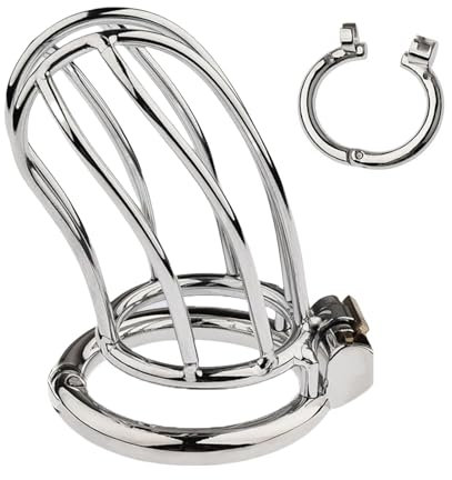 Gabbia di castità ventilata per giocattoli sessuali con moschettoni di apertura e chiusura da 50 mm Gabbia di castità con serratura invisibile per uomini pene Bondage & Restraint (Small banana)